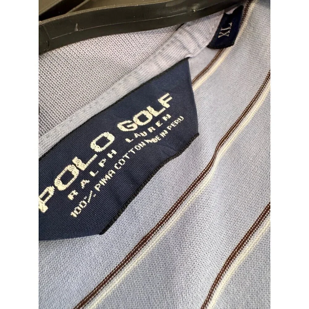 Polo Golf Ralph Lauren Men's Size  XL Classic Fit Striped Light Blue Polo Shirt